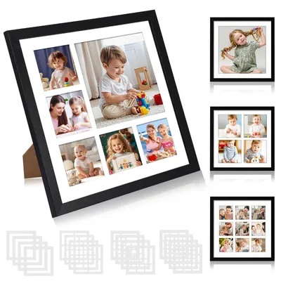 Immagine prodotto di Set di 4 cornici per foto, 25 x 25 cm - Cornici quadrate nere per collage