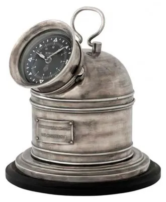 Immagine prodotto di Orologio di design Compass Henry Lloyd Collection placcato argento anticato - Nobile e magnifico - Orologio da tavolo