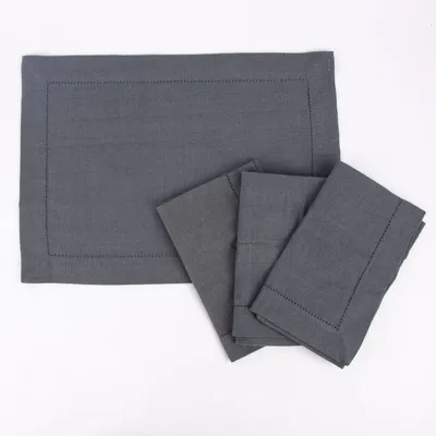 Produktbild von Linen & More Platzset 4er Set Indi einfarbig grau 50x35cm