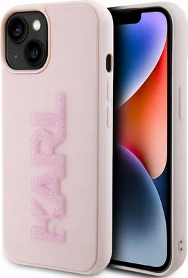 Obrázek produktu pro Karl Lagerfeld 3D Rubber Glitter Logo - pouzdro pro iPhone 15 Plus (růžové)