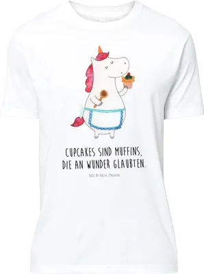 Produktbild von Mr. & Mrs. Panda Größe M T-Shirt Einhorn Küche - Weiß - Geschenk, Unicorn, Einhörner, Träumen, Kuchen, mit Spruch, Torte, Shirt, Muffin, Herren, Tshirt