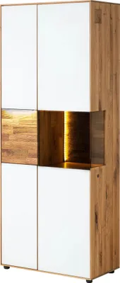 Image de MASSIVMOEBEL24 | Meuble de Rangement en bois de Chêne 80x43x200 naturel huilé/ blanc WIEN #140