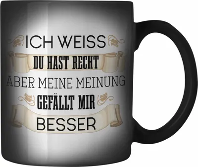Produktbild von Trendation - Lustiges Geschenk für Männer Frauen Farbwechsel Zauber-Tasse Besserwisser Geschenkidee Lustige Farbwechsel Zauber-Tasse mit Spruch (Schwarz)