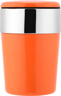 Produktbild von Auto Aschenbecher mit LED-Licht, Tragbarer Zigarettenascher aus Kunststoff, Orange, Mit Deckel und Doppelöffnung für sicheres Löschen
