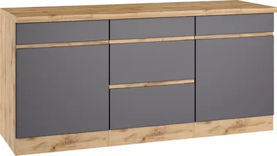 Produktbild von Held Möbel Unterschrank mit Schublade und Drehtür PISA BxTxH 180 x 60 x 86 cm grau matt zerlegt Anschlag reversibel 467.