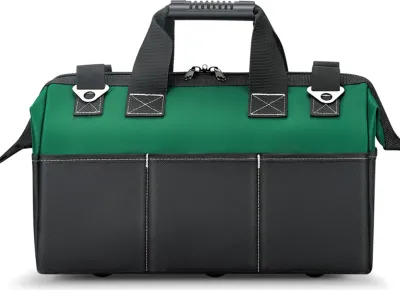 Produktbild von 16-Zoll-Werkzeugtasche, robuste Werkzeugtaschen, 600D Oxford-Gewebe, breite oeffnung, Elektriker-Werkzeugtasche, Organizer, professionelle Elektriker, Bau, 14 Taschen, wasserdichte Werkzeugtasche