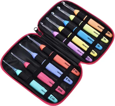 Obrázek produktu pro Sada háčků s osvětlením, 9 kusů a sáček na uložení - ergonomické háčky pro pohodlné háčkování