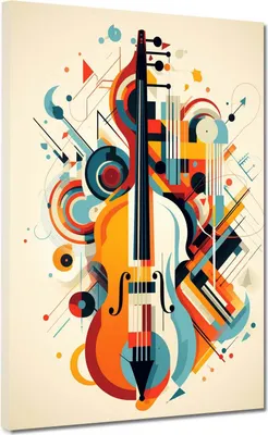 Produktbild von Kontrabass Colour Musik Leinwandbild Wandbild Kunstdruck abstrakte Wanddeko: 105x140x4cm