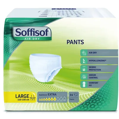 The image shows the packaging of Soffisof Air Dry Pants.
