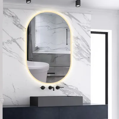 Produktbild von AICA LED Badspiegel Oval 50x90cm mit Touch/Wandschalter Anti-Beschlag 3 Lichfarbe Dimmbar Badezimmerspiegel Rundbahn Wandspiegel Kalt/Neutral/Warmweiß IP44