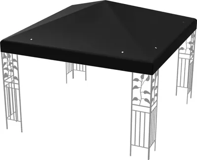 Image de Toit de rechange pour pavillon de jardin - Bâche de toit 3 x 3 m - Polyester - Trous de drainage - Fermetures velcro - Noir