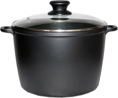 Zdjęcie produktu dla Duży garnek aluminiowy o pojemności 10 litrów z powłoką nieprzywierającą, średnica 28 cm, kolor czarny