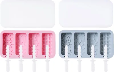 Obrázok produktu pre 2 balenia foriem na nanuky, silikónová forma na tortu, domáca zmrzlina, čokoláda, zmrzlina s 8 kusmi opakovane použiteľných tyčiniek pre deti, leto, DIY s krytmi (vzor 2#)