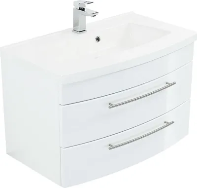 Produktbild von Badmöbel Luna 80 mit runder Front weiss hochglanz