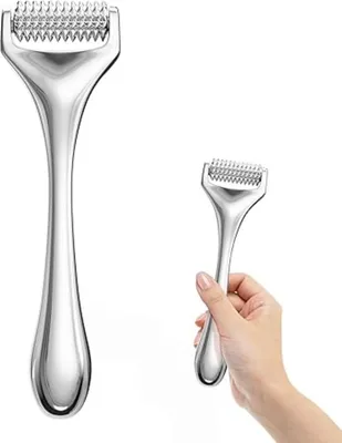 Zdjęcie produktu dla INF Metalowy wałek mikronakłuwający ze stopu srebra do twarzy i ciała 4.8cmx13cmx3cm