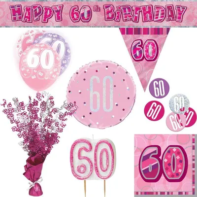 Produktbild von Partyset 60. Geburtstag Deko pink Zahl Party Dekoration Set Geburtstagsdeko Jubiläum