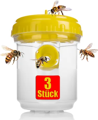 Produktbild von BigDean 3 Stück Wespenfalle für draußen in Gelb ø9x13cm – Lebend Falle zum Aufhängen perfekt für Bienen, Wespen und als Fliegenfalle geeignet