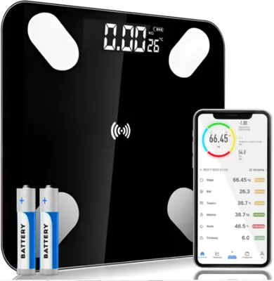 Produktbild von Analytische elektronische Badezimmerwaage mit BMI-Funktion, Bluetooth, 180 kg, Smart 25in1