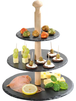 Produktbild von Kesper Etagere - 3-lagig - Bambus und Schiefer - 30 x 34 cm