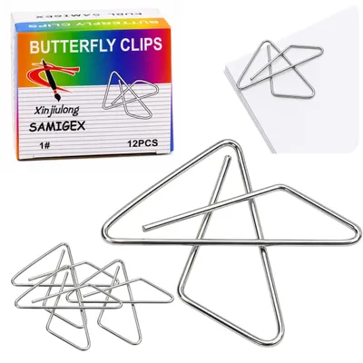 Productafbeelding van Metalen vlinderkruisclips voor kantoordocumenten 64 mm 12 stuks.