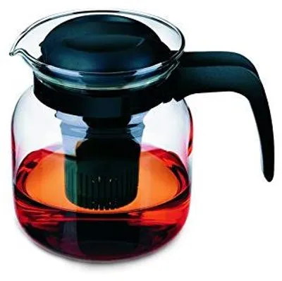 Teekanne mit Kunststoff-Teefilter 1L, Glas, klar