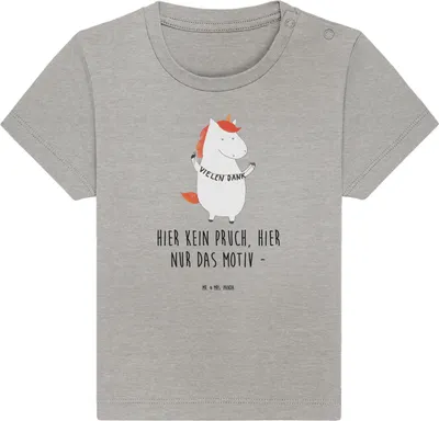 Produktbild von Mr. & Mrs. Panda Organic Baby Shirt Einhorn Dankeschön 24. - 36. Monat - Heather Grey - Geschenk, Danke, Vielen Dank,  T-Shirt, Unicorn, Kleinkind, Einhörner, Kinder