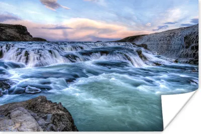 Produktbild von MuchoWow® Poster Hellblaue Farbe des Wassers am Gullfoss-Wasserfall 60x40 cm - Schlafzimmerdekoration