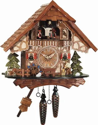 Produktbild von Engstler - 491_QMT - Kuckucksuhr - Quarz - Nussbaum - mit Musik mit Tanzpaar - 34 cm
