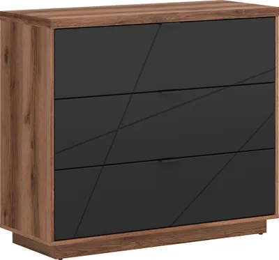 Produktbild von Kommode Sven mit 3 Schubladen, Weiß und Holzoptik, 106cm