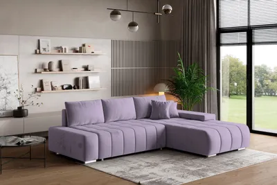 A spacious living room with a modern sectional sofa.