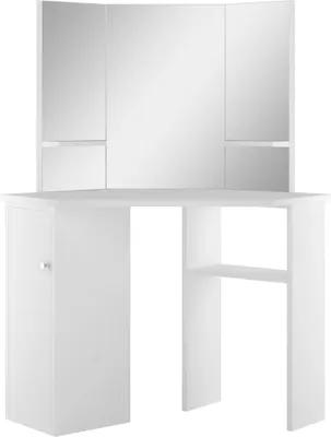 Produktbild von Eck-Schminktisch Weiß mit Spiegel 111 x 54 x 141,5 cm