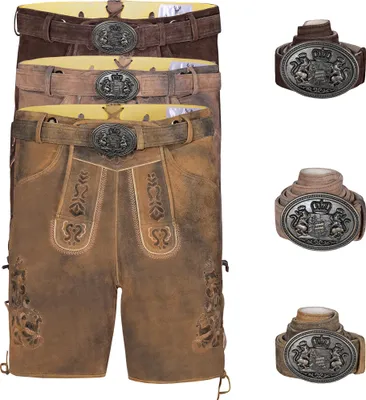 Produktbild von Trachtenlederhose Hans Lederhosen mit Gürtel kurz trachten aus 100% Nappa-Wildleder, Größe:58/3XL, Farbe:Antikbraun