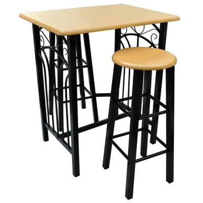 Image de vidaXL Ensemble table de bar et tabouret 3 pièces bois et acier
