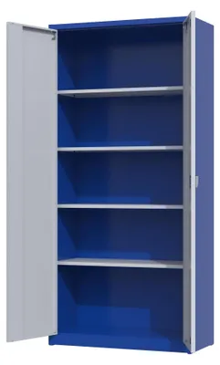 Productafbeelding van Povag Archiefkast met slot - Kantoorkast - Metalen kast - 195x92x42 cm - Blauw