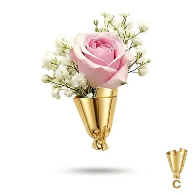 Image de Broche fleur minimaliste avec fermoir à épingle, broche en alliage pour fleurs fraîches - VASIFINA Gold