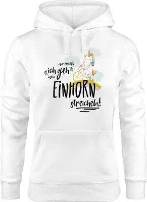 Produktbild von Hoodie Damen Einhorn auf Fahrad Mir reichts ich geh mein Einhorn streicheln Spruch Moonworks® weiß-schwarz M