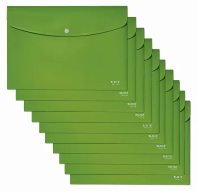 Produktbild von Leitz Recycle Sammelmappe A4, 10er Pack, Für 60 Blatt, Ordner mit Knopfverschlus