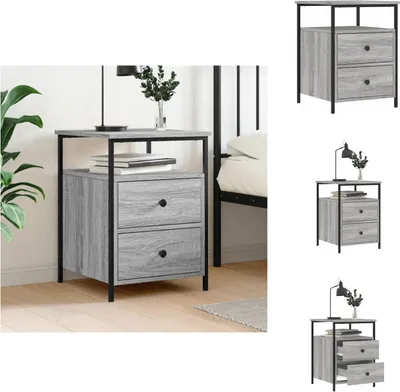 Zdjęcie produktu dla vidaXL Stolik nocny szary dąb sonoma 44x45x60 cm materiał drewnopochodny - Stoliki nocne