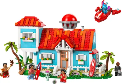 Produktbild von LEGO ǀ Disney Das Strandhaus aus „Lilo und Stitch“ - Bauspielzeug mit 6 Zimmern, Sternwarte, Raumschiff und 5 Minifiguren - Geburtstagsgeschenk für Mädchen & Jungen ab 9 Jahren und Fans 43268