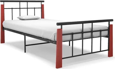 Produktbild von Bettgestell Metall und Massivholz Eiche 90x200 cm