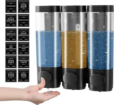 Image de Distributeur de savon triple, 300 ml, àmanuelle, fixation murale