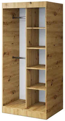 Zdjęcie produktu dla Otwarta Szafa– 90 x 200 cm –Dąb Artisan – Szafa otwarta TROY – z 4 półkami i 2 drążkami
