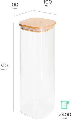 Image de Siguro Récipient alimentaire en bambou, 2,4 l, 30 x 10 x 10 cm