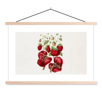 Produktbild von MuchoWow® Textilposter Erdbeeren - Obst - Pflanze 60x40 cm mit holzfarbenen Rahmen - Bilder