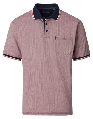 Produktbild von CASA MODA Poloshirt Modell 402, rot, Kurzarm, farblich abgesetzter Kragen, Größe M