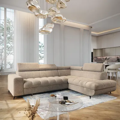 Produktbild von Masseno Ecksofa MORIVA Q R-S mit Schlaffunktion L-Form, Sofa mit Bettkasten, Wohnzimmersofa, Couch, Soffa, Bettsofa, Couchgarnitur- Beige, QUELLE 05