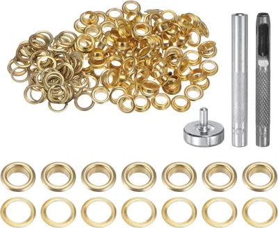 Imagen del producto de Ojales de cobre, de 6 mm de diámetro, 100 unidades, con perforadora, para tela y cuero