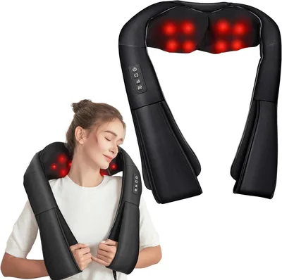 Produktbild von Nackenmassagegerät mit Wärme, Shiatsu Massagegerät,  3D-Rotation Nacken- und Rückenmassagegerät zur Linderung von Muskelschmerzen