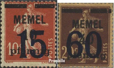 Produktbild von Briefmarken Memelgebiet 1921 Mi 34-35 (kompl.Ausg.) postfrisch Aufdruckausgabe