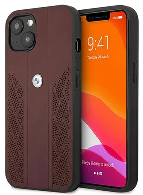 Obrázok produktu pre Etui Bmw Leather Curve Perforate Na Iphone 13 - Červená